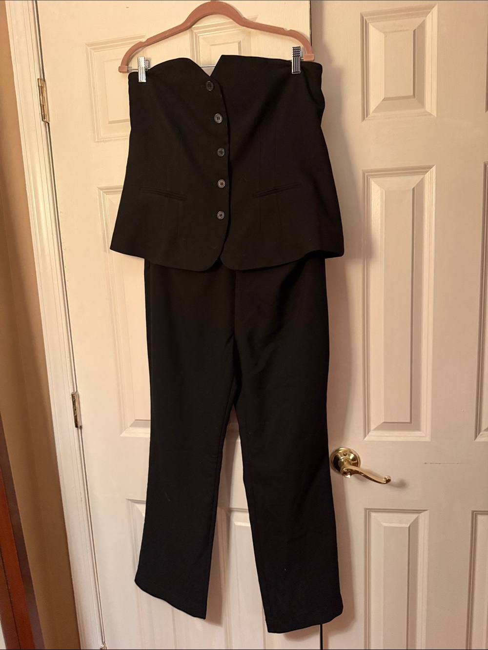 LOFT Black Strapless Tailored Pantsuit